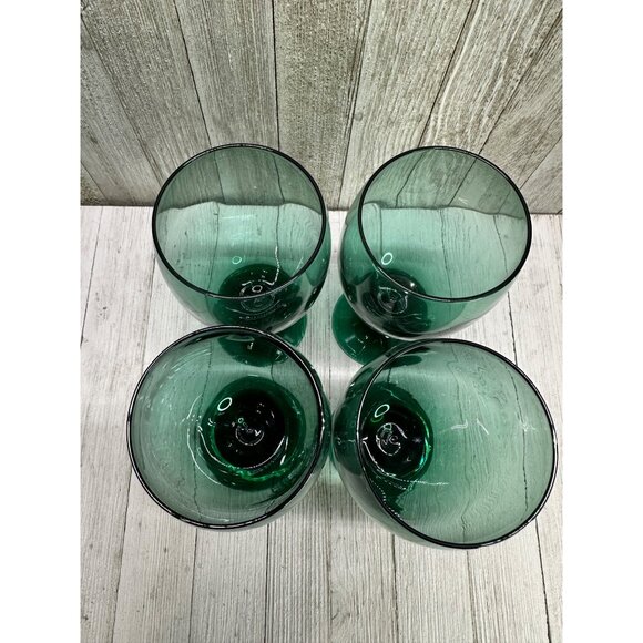 Vintage Libbey Teardrop Juniper Wine Glasses Goblets Stemware Green - Set of 4 - Picture 3 of 6
